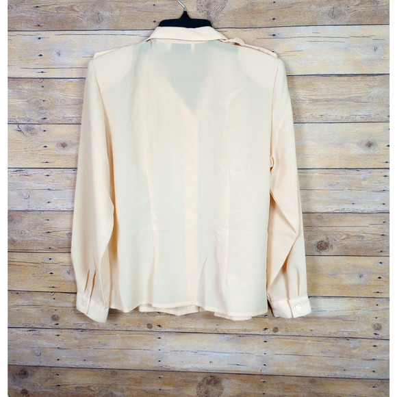 Vintage Impression Women Shirt Petite Medium Light Yellow Long Sleeve Button Up - Picture 4 of 6